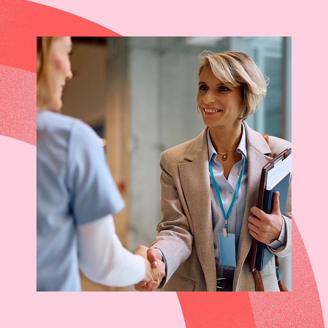 Healthcare professionals shaking hands